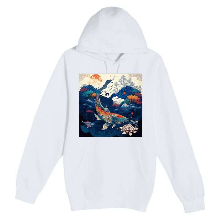 Japanese Art Samurai Aesthetic Koi Fish Premium Pullover Hoodie