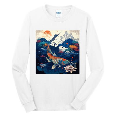 Japanese Art Samurai Aesthetic Koi Fish Tall Long Sleeve T-Shirt