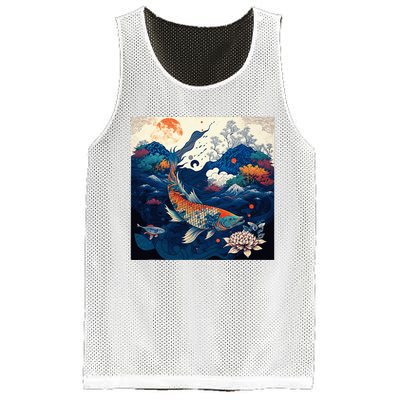 Japanese Art Samurai Aesthetic Koi Fish Mesh Reversible Basketball Jersey Tank