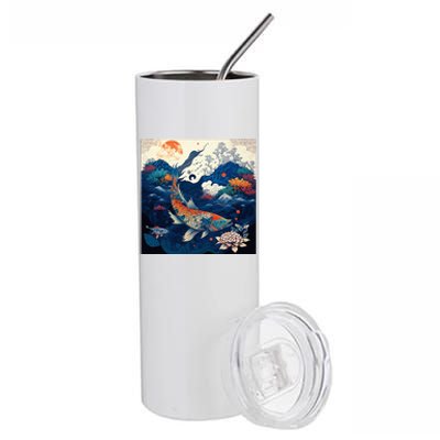 Japanese Art Samurai Aesthetic Koi Fish Stainless Steel Tumbler