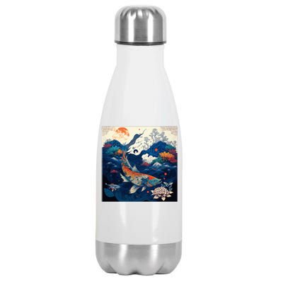 Japanese Art Samurai Aesthetic Koi Fish Stainless Steel Insulated Water Bottle