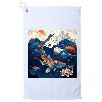 Japanese Art Samurai Aesthetic Koi Fish Golf Towel