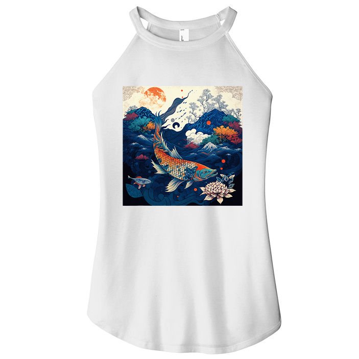 Japanese Art Samurai Aesthetic Koi Fish Women's Perfect Tri Rocker Tank
