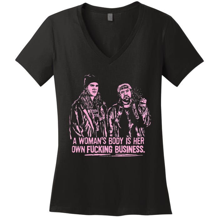 Jay And Silent Bob A WomanS Body Is Her Own Business Women's V-Neck T-Shirt