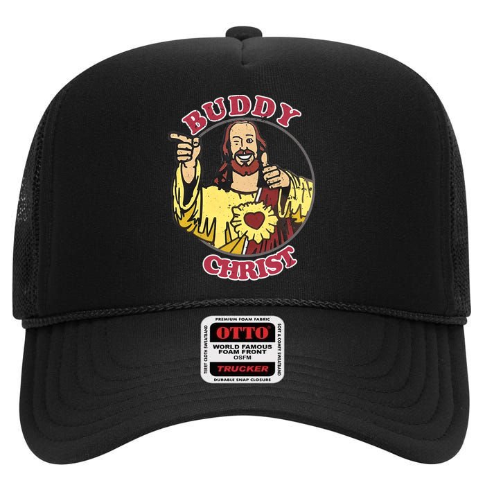 Jay And Silent Bob Buddy Christ Circle Portrait High Crown Mesh Back Trucker Hat