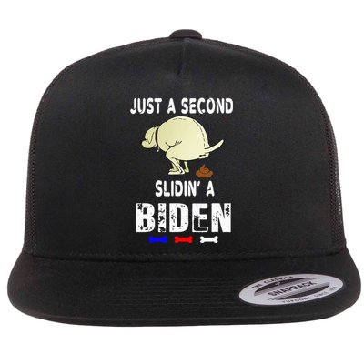 Just A Second Sliding Funny Saying Biden President Flat Bill Trucker Hat