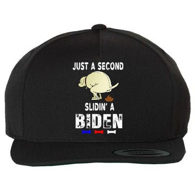 Just A Second Sliding Funny Saying Biden President Wool Snapback Cap