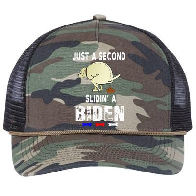 Just A Second Sliding Funny Saying Biden President Retro Rope Trucker Hat Cap