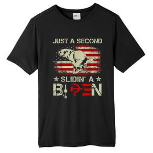 Just A Second Slidin A Biden Funny Saying Biden President Tall Fusion ChromaSoft Performance T-Shirt