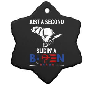 Just A Second Slidin A Biden Ceramic Star Ornament