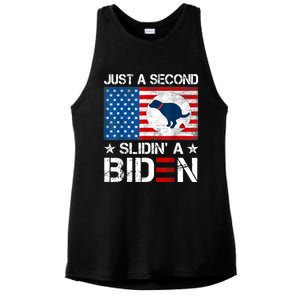 Just A Second Slidin' A Biden Funny Biden Ladies PosiCharge Tri-Blend Wicking Tank