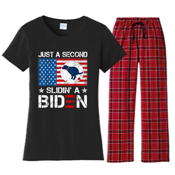 Just A Second Slidin' A Biden Funny Biden Women's Flannel Pajama Set