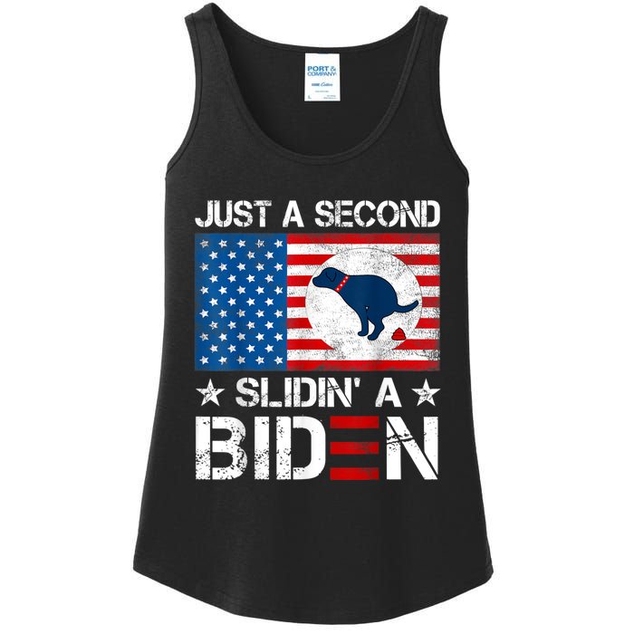 Just A Second Slidin' A Biden Funny Biden Ladies Essential Tank