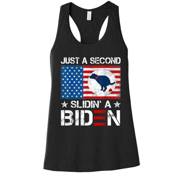 Just A Second Slidin' A Biden Funny Biden Women's Racerback Tank