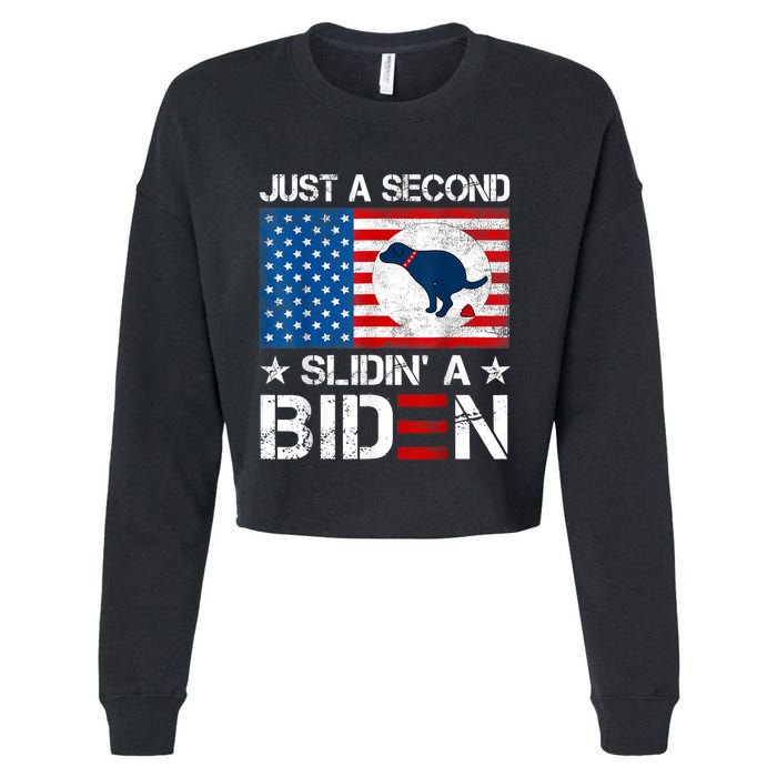 Just A Second Slidin' A Biden Funny Biden Cropped Pullover Crew