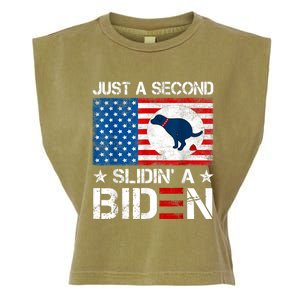 Just A Second Slidin' A Biden Funny Biden Garment-Dyed Women's Muscle Tee