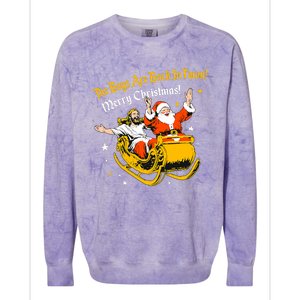 Jesus And Santa Claus The Boy Are Back In A Town Christmas Colorblast Crewneck Sweatshirt