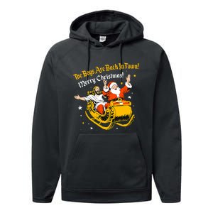 Jesus And Santa Claus The Boy Are Back In A Town Christmas Performance Fleece Hoodie