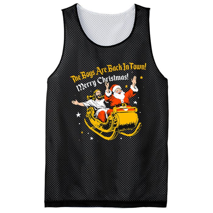 Jesus And Santa Claus The Boy Are Back In A Town Christmas Mesh Reversible Basketball Jersey Tank