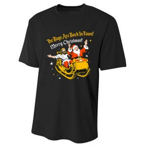 Jesus And Santa Claus The Boy Are Back In A Town Christmas Performance Sprint T-Shirt