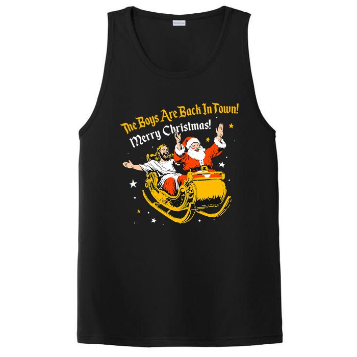 Jesus And Santa Claus The Boy Are Back In A Town Christmas PosiCharge Competitor Tank