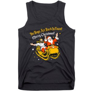 Jesus And Santa Claus The Boy Are Back In A Town Christmas Tank Top