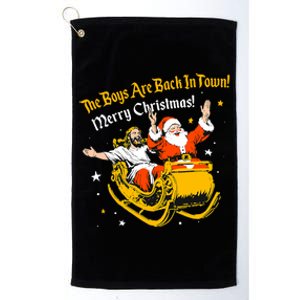 Jesus And Santa Claus The Boy Are Back In A Town Christmas Platinum Collection Golf Towel