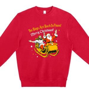 Jesus And Santa Claus The Boy Are Back In A Town Christmas Premium Crewneck Sweatshirt