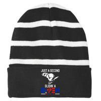 Just A Second Slidin' A Biden Funny Humour Biden Striped Beanie with Solid Band