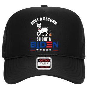 Just A Second Slidin' A Biden Funny Biden High Crown Mesh Back Trucker Hat