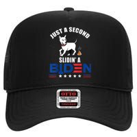 Just A Second Slidin' A Biden Funny Biden High Crown Mesh Back Trucker Hat