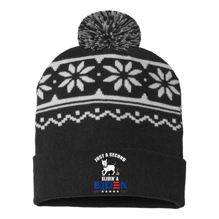 Just A Second Slidin' A Biden Funny Biden USA-Made Snowflake Beanie