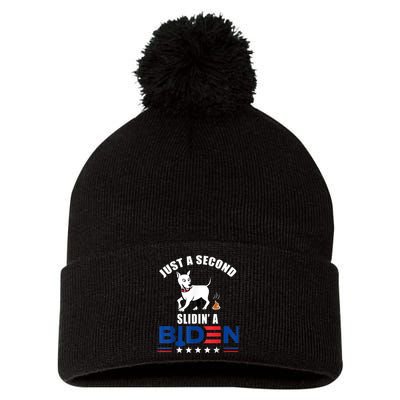 Just A Second Slidin' A Biden Funny Biden Pom Pom 12in Knit Beanie