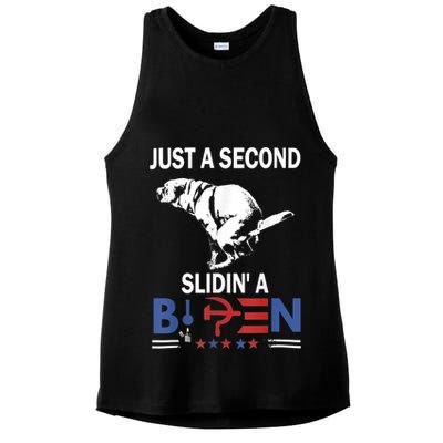 Just A Second Slidin' A Biden Ladies PosiCharge Tri-Blend Wicking Tank