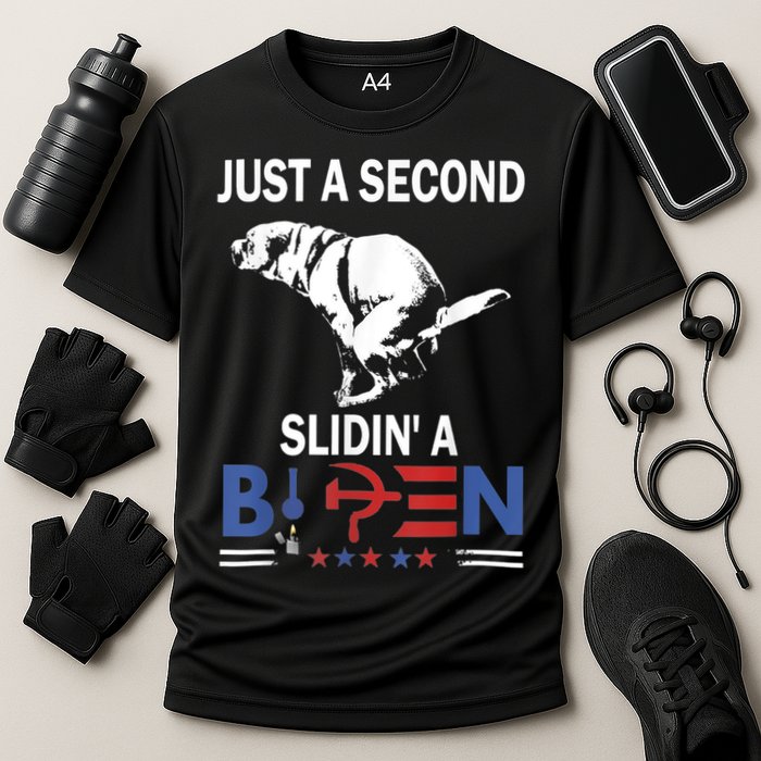 Just A Second Slidin' A Biden Cooling Performance Crew T-Shirt