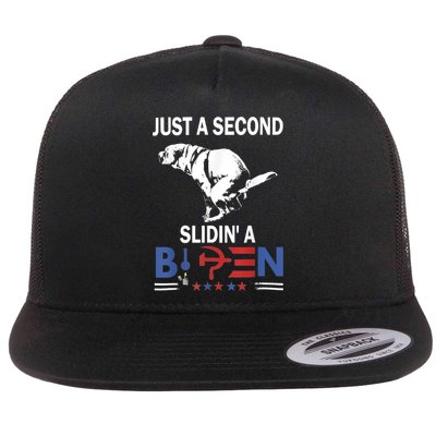 Just A Second Slidin' A Biden Flat Bill Trucker Hat