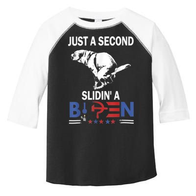 Just A Second Slidin' A Biden Toddler Fine Jersey T-Shirt