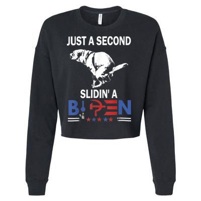 Just A Second Slidin' A Biden Cropped Pullover Crew