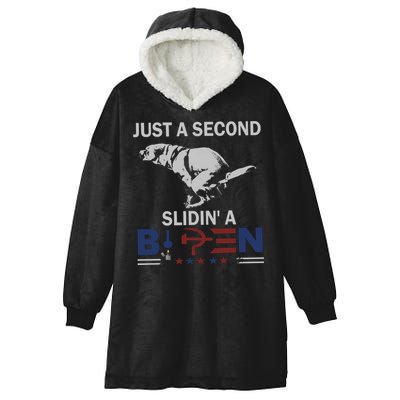 JUST A SECOND SLIDIN'A BIDEN Hooded Wearable Blanket