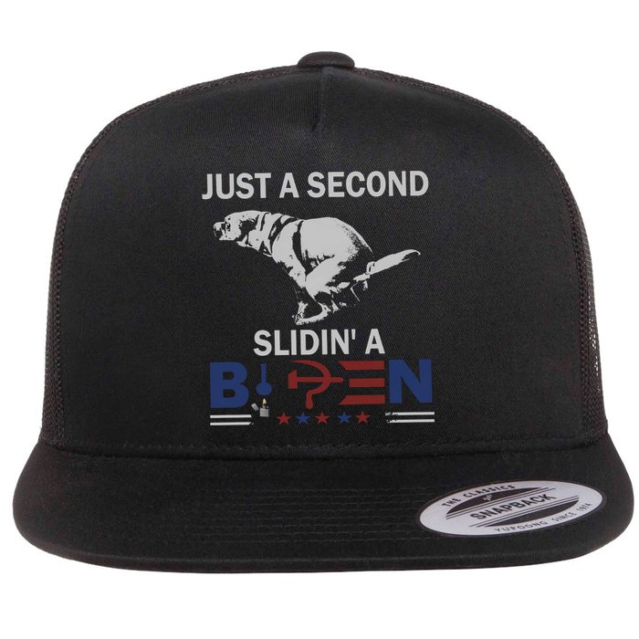 JUST A SECOND SLIDIN'A BIDEN Flat Bill Trucker Hat