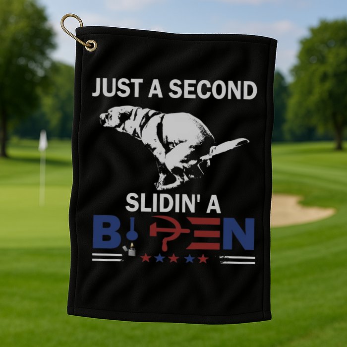 JUST A SECOND SLIDIN'A BIDEN Golf Towel