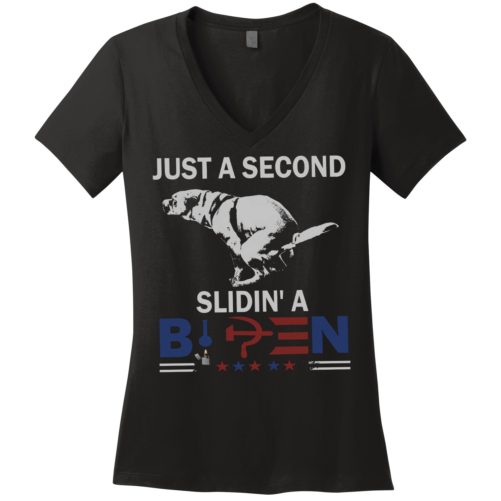 JUST A SECOND SLIDIN'A BIDEN Women's V-Neck T-Shirt