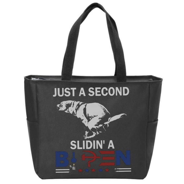 JUST A SECOND SLIDIN'A BIDEN Zip Tote Bag