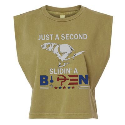 JUST A SECOND SLIDIN'A BIDEN Garment-Dyed Women's Muscle Tee