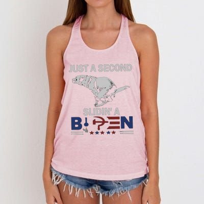 JUST A SECOND SLIDIN'A BIDEN Women's Knotted Racerback Tank