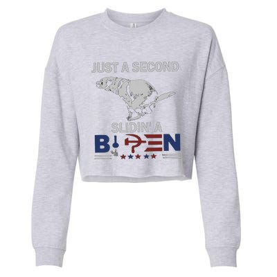 JUST A SECOND SLIDIN'A BIDEN Cropped Pullover Crew