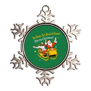 Jesus And Santa Claus The Are Back In A Town Christmas Metallic Star Ornament