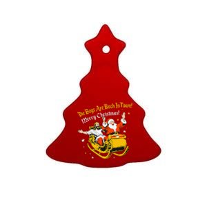 Jesus And Santa Claus The Are Back In A Town Christmas Ceramic Tree Ornament