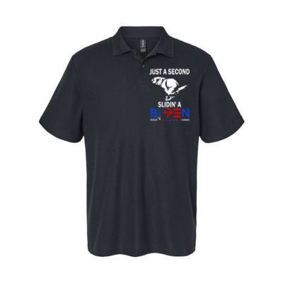 Just A Second Slidin' A Biden Funny Softstyle Adult Sport Polo