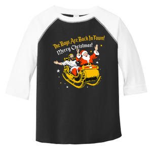 Jesus And Santa Claus Are Back In A Town Christmas Toddler Fine Jersey T-Shirt